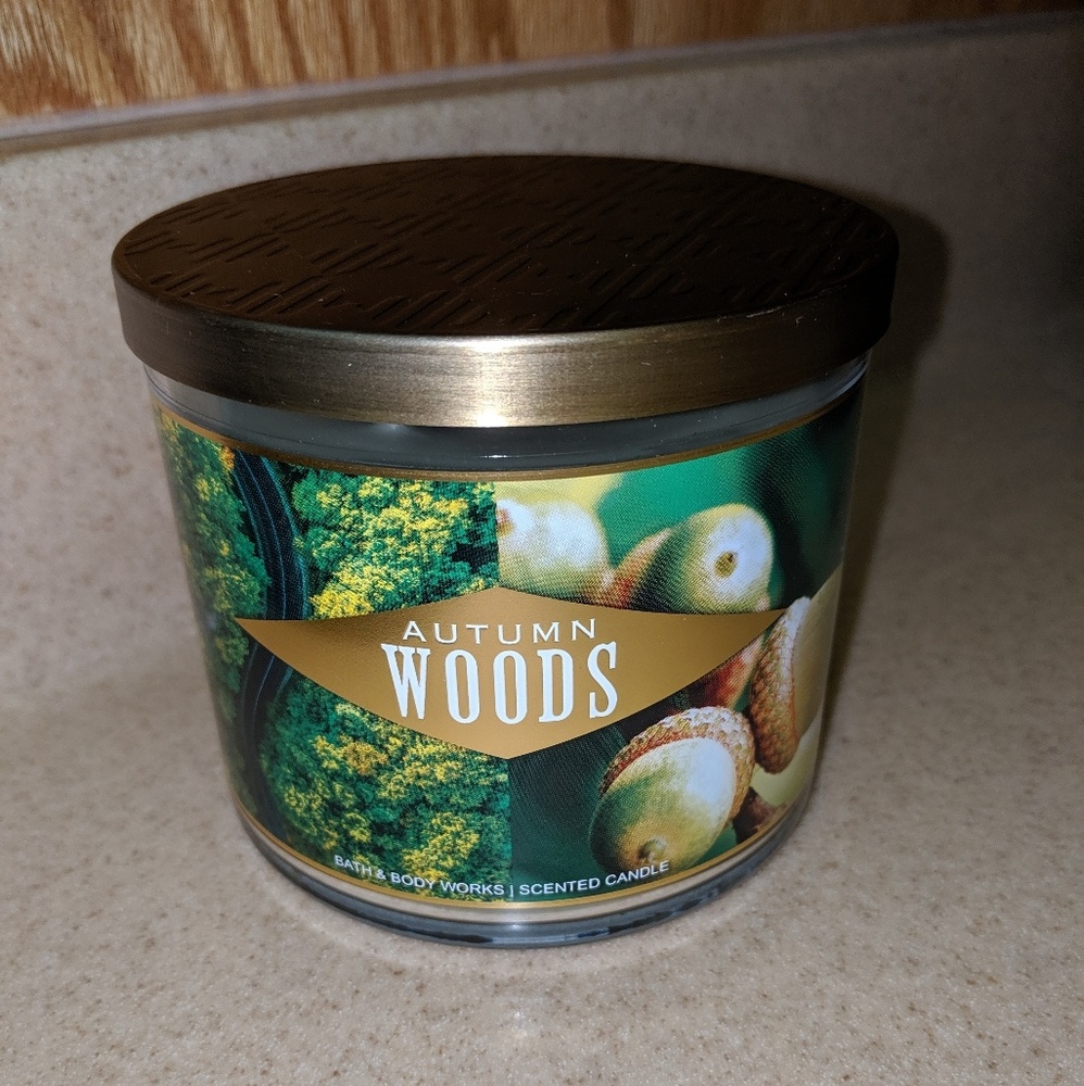 New Bath & Body Works 3 wick candle Autumn Woods